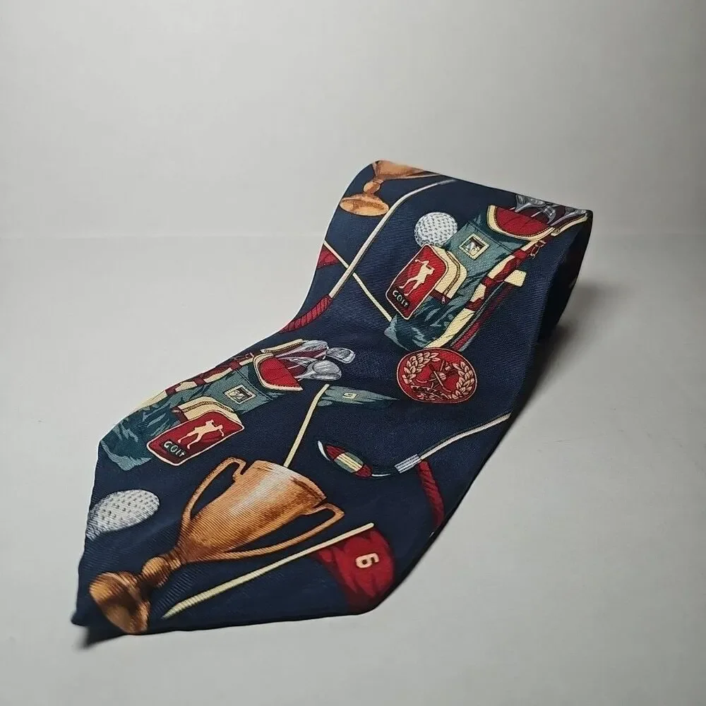 Spencer & Lowe Golf Themed Novelty Men's Neck Tie MINT CONDITION